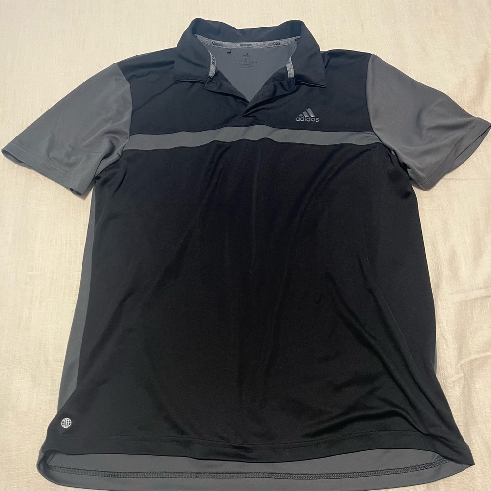 Adidas Men's Black and Gray Polo Shirt